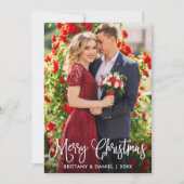 Modern Fun Calligrafie met kerstparen Feestdagenkaart (Voorkant)