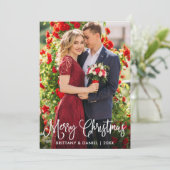 Modern Fun Calligrafie met kerstparen Feestdagenkaart (Staand voorkant)