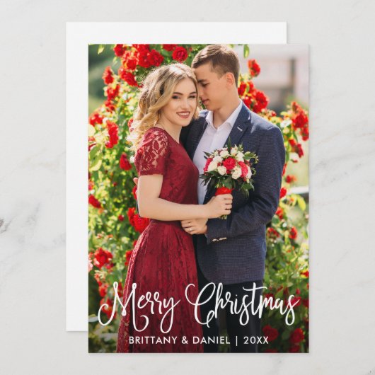 Modern Fun Calligrafie met kerstparen Feestdagenkaart (Voorkant / Achterkant)