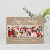 Modern Fun Calligraphy 3 Photo Kraft Feestdagenkaart (Staand voorkant)