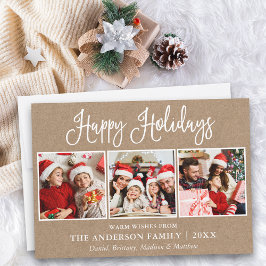 Modern Fun Calligraphy 3 Photo Kraft Feestdagenkaart