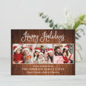 Modern Fun Calligraphy 3 Photo Wood Feestdagenkaart (Staand voorkant)