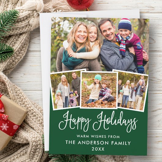 Modern Fun Calligraphy 4 Foto Green Feestdagenkaart