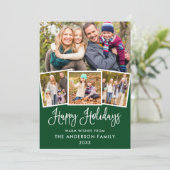 Modern Fun Calligraphy 4 Foto Green Feestdagenkaart (Staand voorkant)