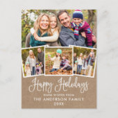Modern Fun Calligraphy 4 Photo Kraft Holiday Briefkaart (Voorkant)