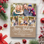 Modern Fun Calligraphy 4 Photo Kraft Holiday Briefkaart<br><div class="desc">Modern Fun Calligraphy Script Prettige feestdagen 4 Photo Kraft Holiday Briefkaart</div>