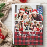 Modern Fun Calligraphy 4 Photo Red Pset Holiday Feestdagenkaart<br><div class="desc">Modern Fun Calligraphy Script 4 Photo Prettige feestdagen Family Card - Red Plays</div>