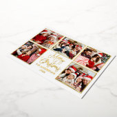 Modern Fun Calligraphy 5 Photo Green Gold Folie Feestdagenkaart (Gedraaid)