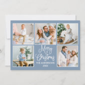 Modern Fun Calligraphy Blue 5 Feestdagenkaart (Voorkant)