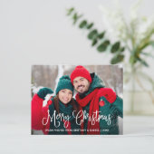 Modern Fun Calligraphy Couple Photo Kerstmis Briefkaart (Staand voorkant)