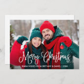 Modern Fun Calligraphy Couple Photo Kerstmis Feestdagenkaart (Voorkant / Achterkant)