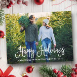 Modern Fun Calligraphy Couple Prettige feestdagen Briefkaart<br><div class="desc">Modern Fun Calligraphy Script Prettige feestdagen Couple Photo Briefkaart</div>