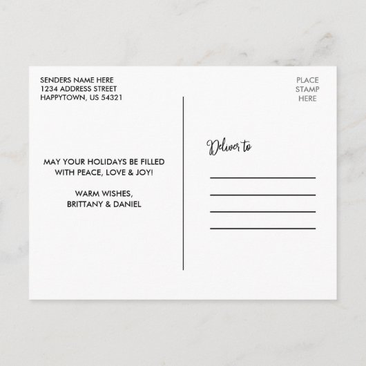 Modern Fun Calligraphy Couple Prettige feestdagen Briefkaart (Achterkant)