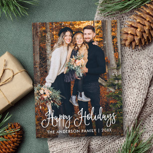 Modern Fun Calligraphy Family Photo Holiday Briefkaart