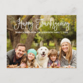 Modern Fun Calligraphy Family Photo Thanksgiving Briefkaart (Voorkant)