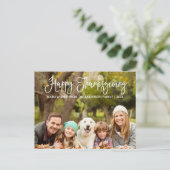 Modern Fun Calligraphy Family Photo Thanksgiving Briefkaart (Staand voorkant)