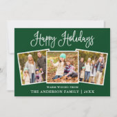 Modern Fun Calligraphy Green 3 Foto Feestdagenkaart (Voorkant)