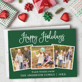 Modern Fun Calligraphy Green 3 Foto Feestdagenkaart