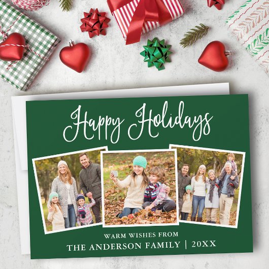 Modern Fun Calligraphy Green 3 Foto Feestdagenkaart