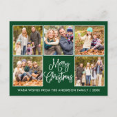 Modern Fun Calligraphy Green 5 Fotokerstmis Briefkaart (Voorkant)