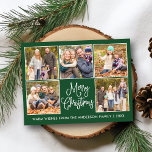 Modern Fun Calligraphy Green 5 Fotokerstmis Briefkaart<br><div class="desc">Modern Fun Calligraphy Script Merry Kerstmis 5 Photo Collage Holiday Briefkaart - Forest Green Background</div>