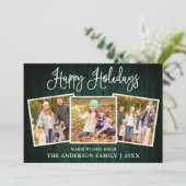 Modern Fun Calligraphy Green Wood 3 Foto Feestdagenkaart (Staand voorkant)