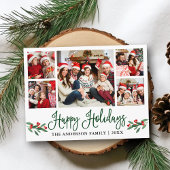 Modern Fun Calligraphy Holly 5 Photo Holiday Briefkaart