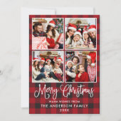 Modern Fun Calligraphy kerstfoto 4 Photos Feestdagenkaart (Voorkant)