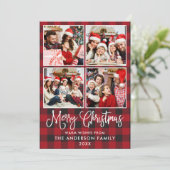 Modern Fun Calligraphy kerstfoto 4 Photos Feestdagenkaart (Staand voorkant)