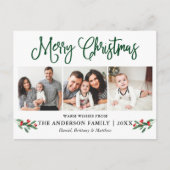 Modern Fun Calligraphy KerstHolly 3 Foto Briefkaart (Voorkant)