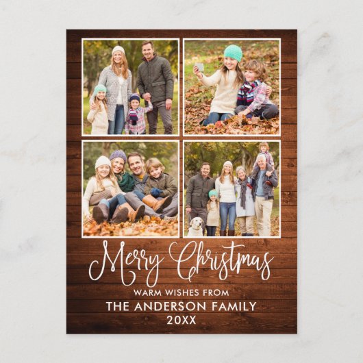 Modern Fun Calligraphy Kersthout 4 Foto Briefkaart (Voorkant)