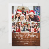 Modern Fun Calligraphy Kersthout 4 Foto Feestdagenkaart (Voorkant)