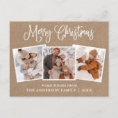 Modern Fun Calligraphy kerstkraft 3 Foto's Briefkaart (Voorkant)