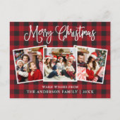 Modern Fun Calligraphy Kerstmis 3 Foto's geplakt Briefkaart (Voorkant)