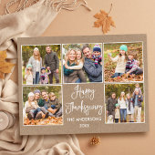 Modern Fun Calligraphy Kraft 5 Photo Thanksgiving Briefkaart