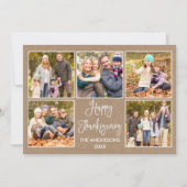 Modern Fun Calligraphy Kraft 5 Photo Thanksgiving Feestdagenkaart (Voorkant)