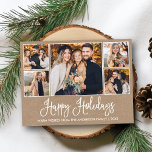 Modern Fun Calligraphy Kraft 5 Photos Holiday Briefkaart<br><div class="desc">Modern Fun Calligraphy Script Happy Holidays Family 5 Photo Kraft Postcard</div>