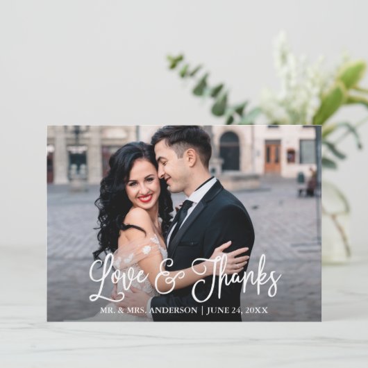 Modern Fun Calligraphy Love and Bedankt Wedding (Staand voorkant)