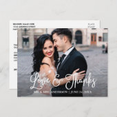 Modern Fun Calligraphy Love and Bedankt Wedding Briefkaart (Voorkant / Achterkant)