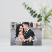 Modern Fun Calligraphy Love and Bedankt Wedding Briefkaart (Staand voorkant)