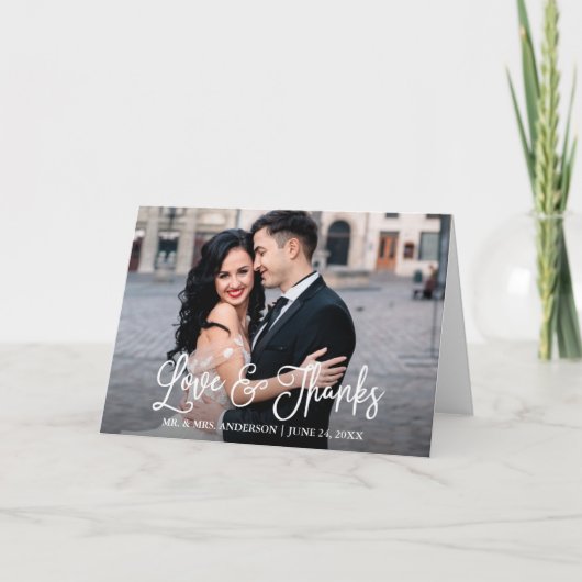 Modern Fun Calligraphy Love Bedankt Wedding Fold (Voorkant)