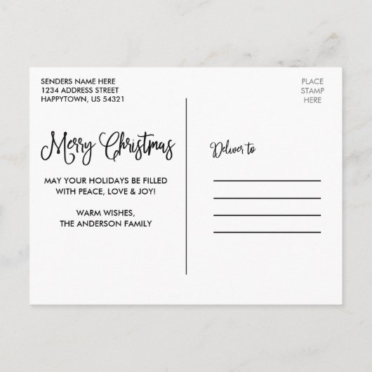 Modern Fun Calligraphy Merry Kerstfeest 4 Foto Briefkaart (Achterkant)