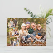 Modern Fun Calligraphy Merry Kerstfeest 4 Foto Feestdagenkaart (Staand voorkant)