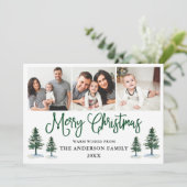 Modern Fun Calligraphy Pines Green Feestdagenkaart (Staand voorkant)