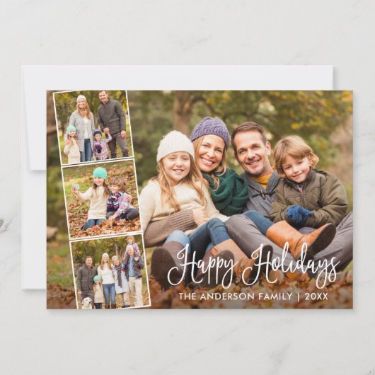 Modern Fun Calligraphy Prettige feestdagen 4 Foto Feestdagenkaart (Voorkant)