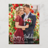 Modern Fun Calligraphy Prettige feestdagen Couple  Briefkaart (Voorkant)