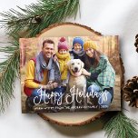 Modern Fun Calligraphy Prettige feestdagen Foto Briefkaart<br><div class="desc">Modern Fun Calligraphy Script Prettige feestdagen Family Photo Briefkaart</div>