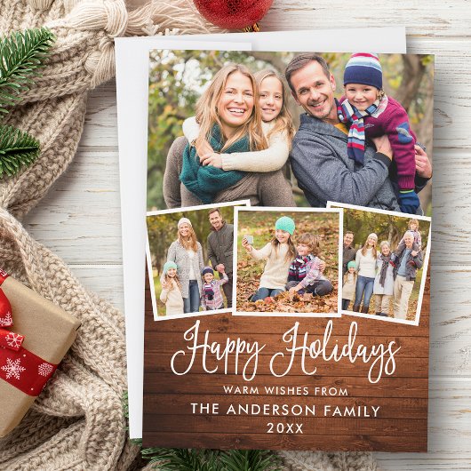 Modern Fun Calligraphy Prettige feestdagen Wood 4  Feestdagenkaart