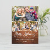 Modern Fun Calligraphy Prettige feestdagen Wood 4  Feestdagenkaart (Staand voorkant)