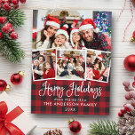 Modern Fun Calligraphy Pset 4 Photo Holiday Briefkaart<br><div class="desc">Modern Fun Calligraphy Script Prettige feestdagen 4 Photo Holiday Briefkaart - Red Pset</div>